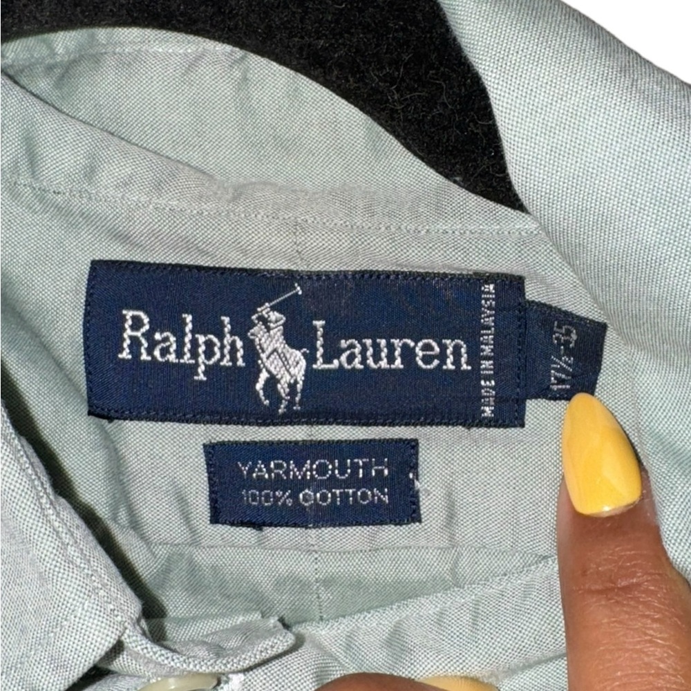 Ralph Lauren Yarmouth Long Sleeve Shirt Sage Green Men’s Size 17 1/2 X 35 - Picture 4 of 4